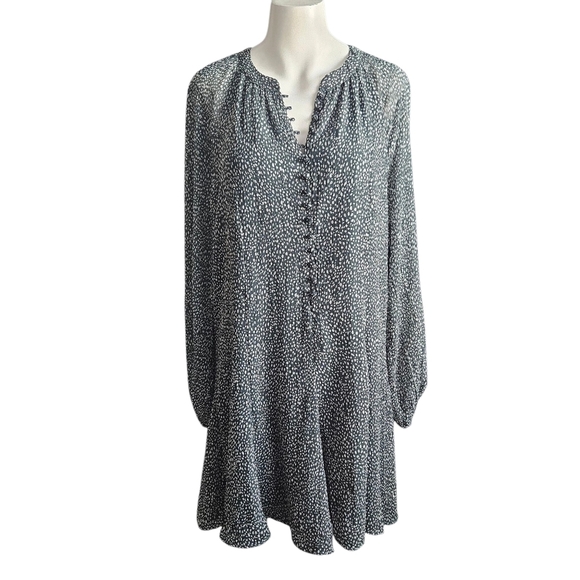 Joie Balloon Sleeve Mini Dress Size LG Green Animal Print Chiffon Retro 90s NWT - Picture 1 of 12